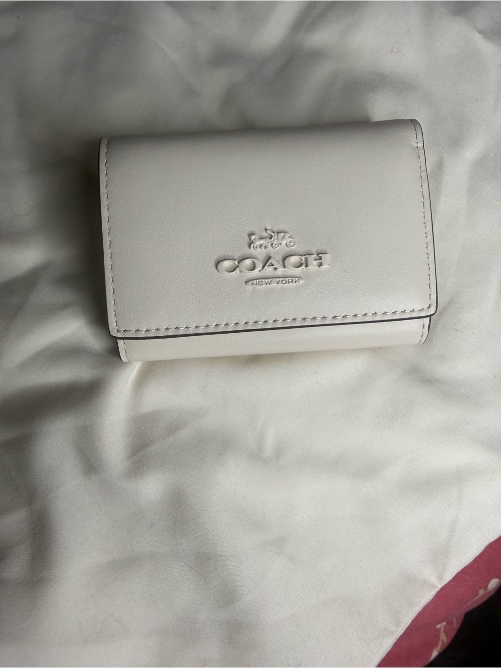 Coach White Leather Compact Trifold Wallet